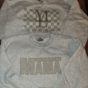 Matching “Mama” & “Mom Life” Checkered Graphic Sweatshirts | Gildan Heavy Blend